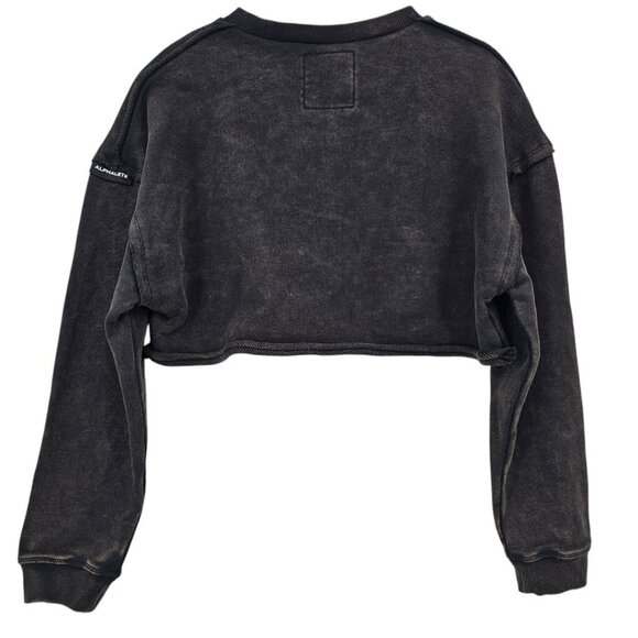 Alphalete Womens S Very Terry Oversized Cropped Pullover Sweatshirt in Onyx NWT - Picture 3 of 14